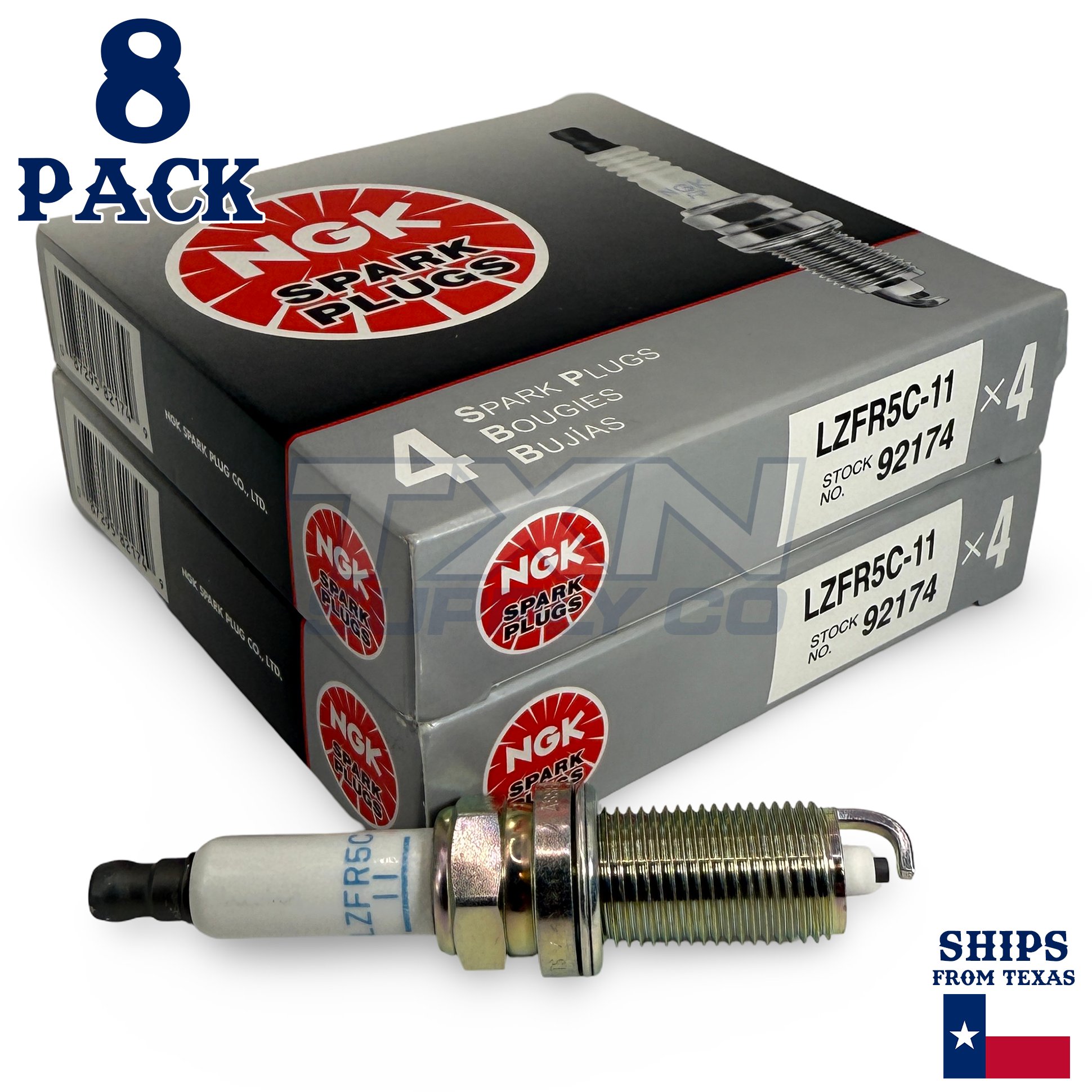 8 Pack NGK V-Power 92174 Spark Plugs LZFR5C-11