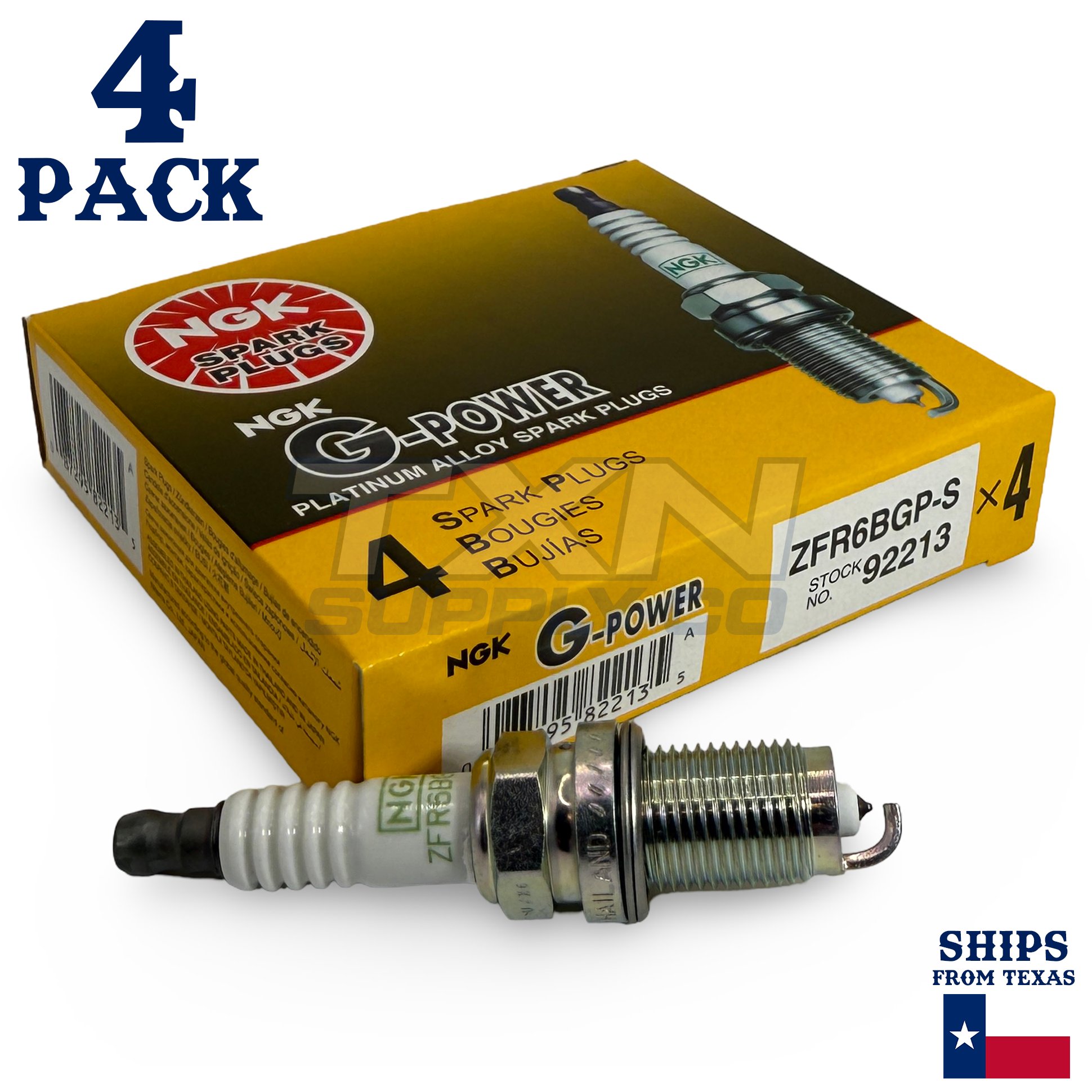 4 Pack NGK G-Power 92213 Spark Plugs ZFR6BGP-S - Image 1