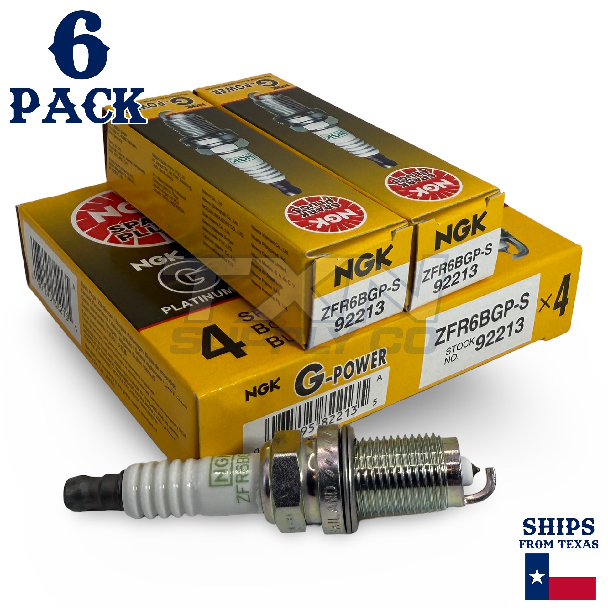 6 Pack NGK G-Power 92213 Spark Plugs ZFR6BGP-S - Image 1
