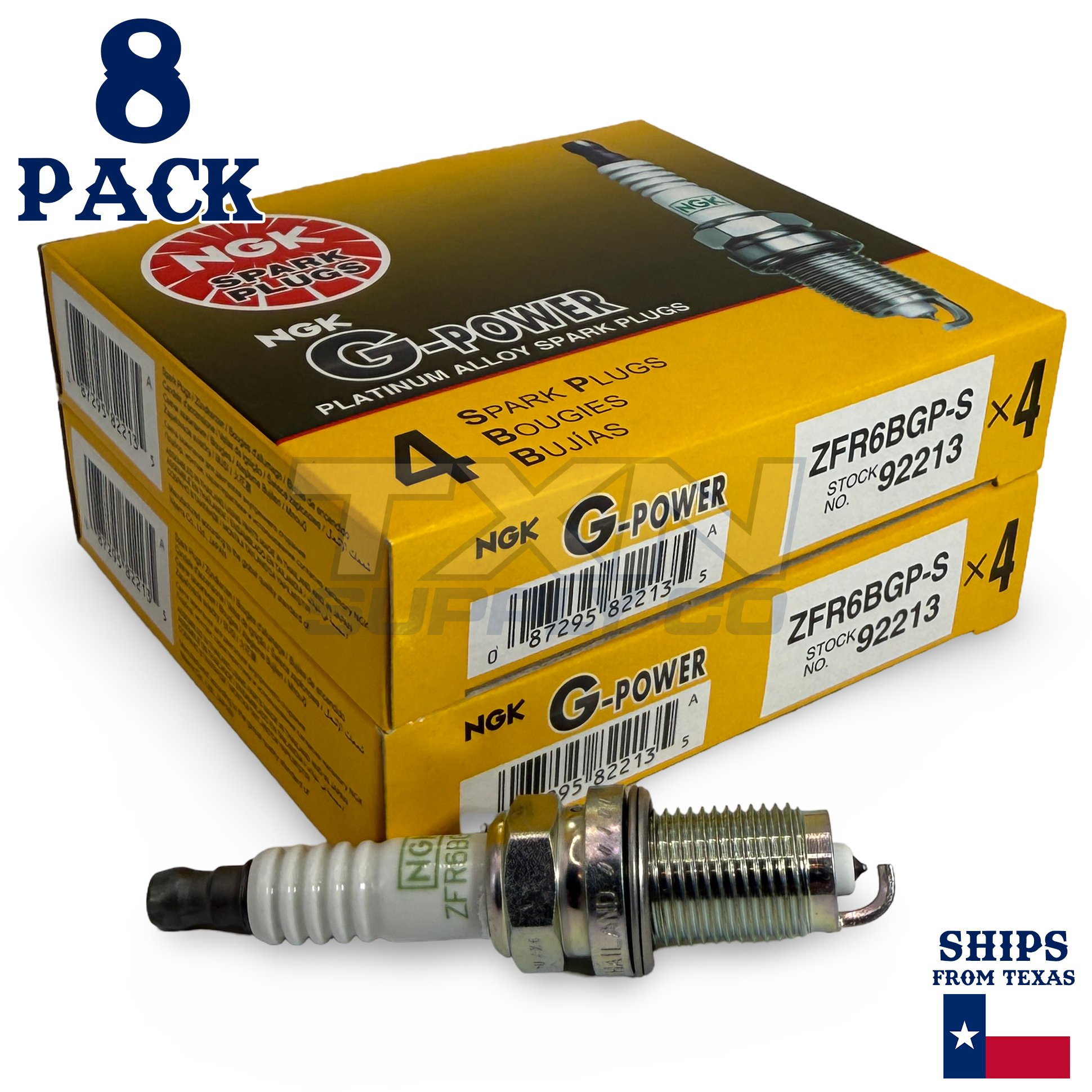 8 Pack NGK G-Power 92213 Spark Plugs ZFR6BGP-S - Image 1