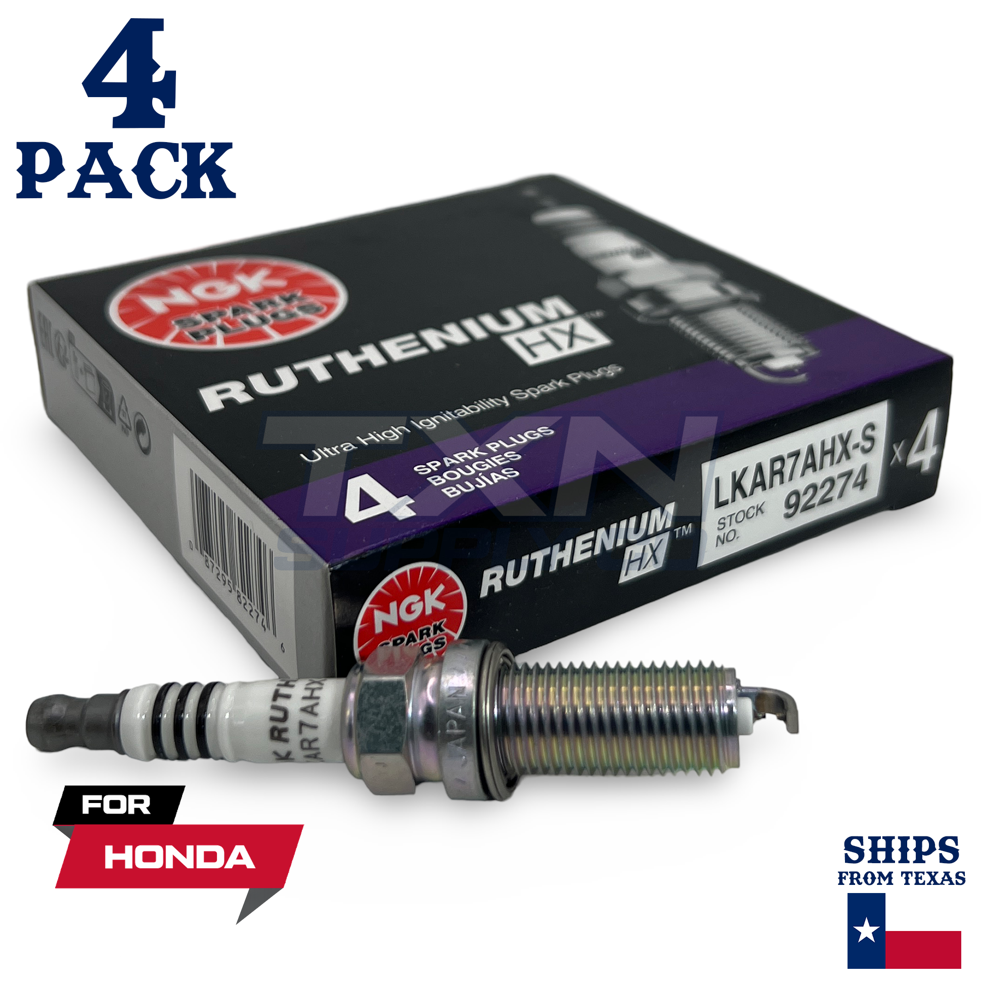 4 Pack NGK Ruthenium HX Spark Plugs 2016-2019 for Honda CR-V L4 2.4L - Image 1