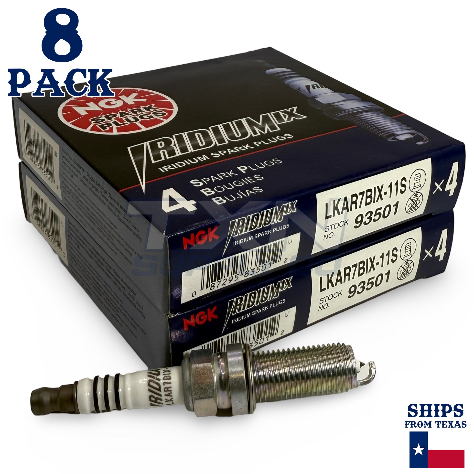 8 Pack NGK Iridium IX 93501 Spark Plugs LKAR7BIX-11S - Image 1