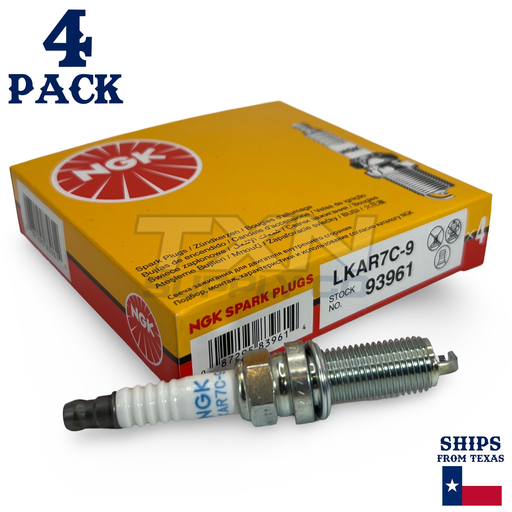 4 Pack NGK V-Power 93961 Spark Plugs LKAR7C-9 - Image 1