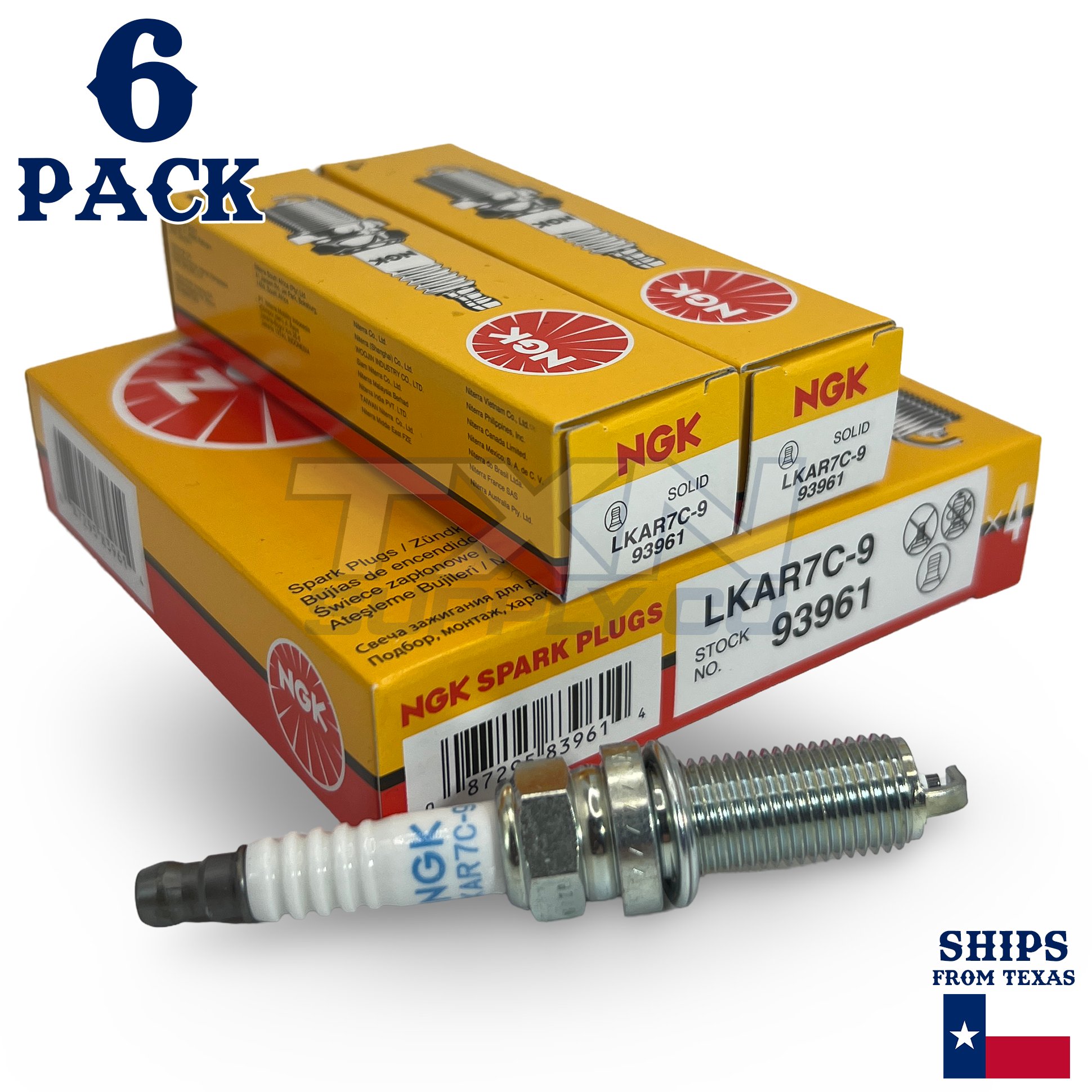 6 Pack NGK V-Power 93961 Spark Plugs LKAR7C-9 - Image 1