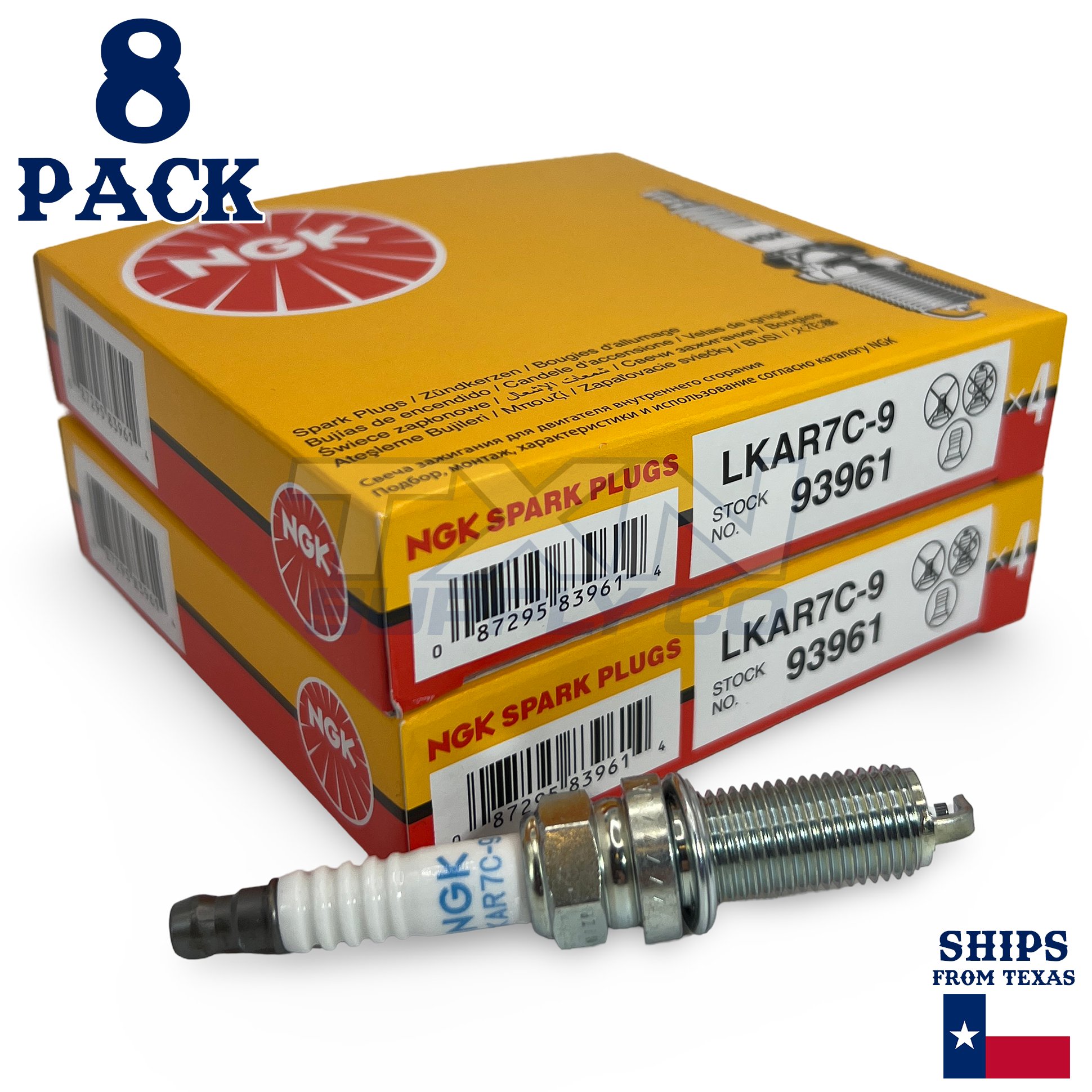 8 Pack NGK V-Power 93961 Spark Plugs LKAR7C-9 - Image 1