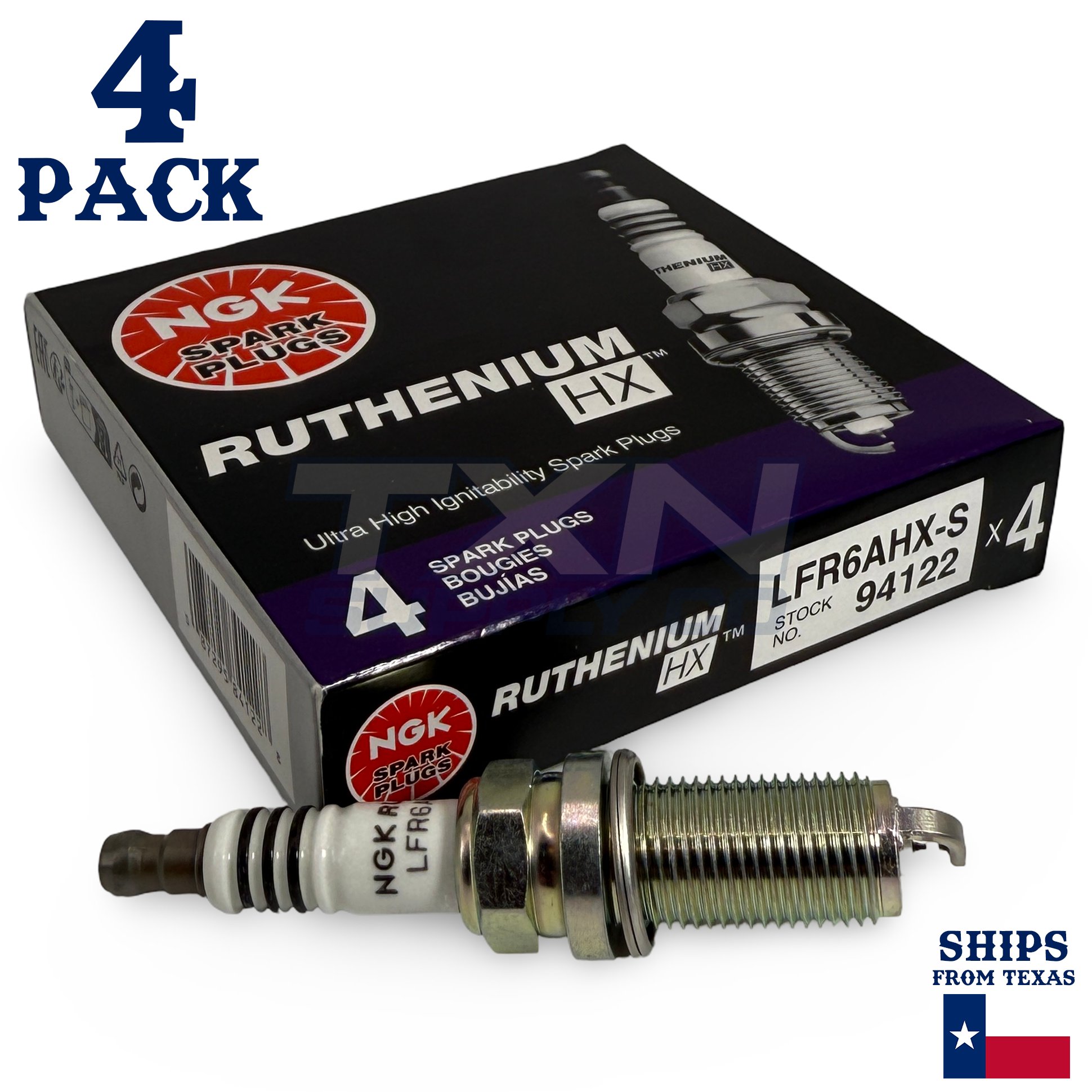 4 Pack NGK 94122 Spark Plugs LFR6AHX-S - Image 1