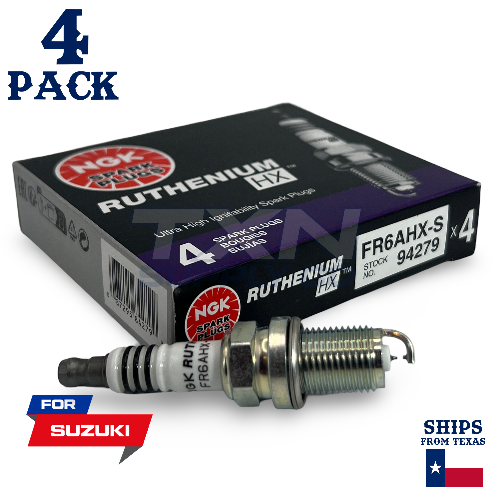 4 Pack NGK Ruthenium HX Spark Plugs 1999 for Suzuki Vitara L4 2.0L - Image 1