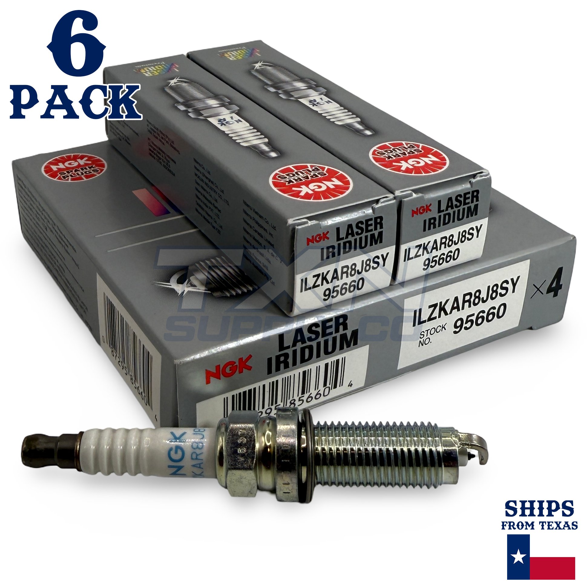 6 Pack NGK 95660 Spark Plugs ILZKAR8J8SY