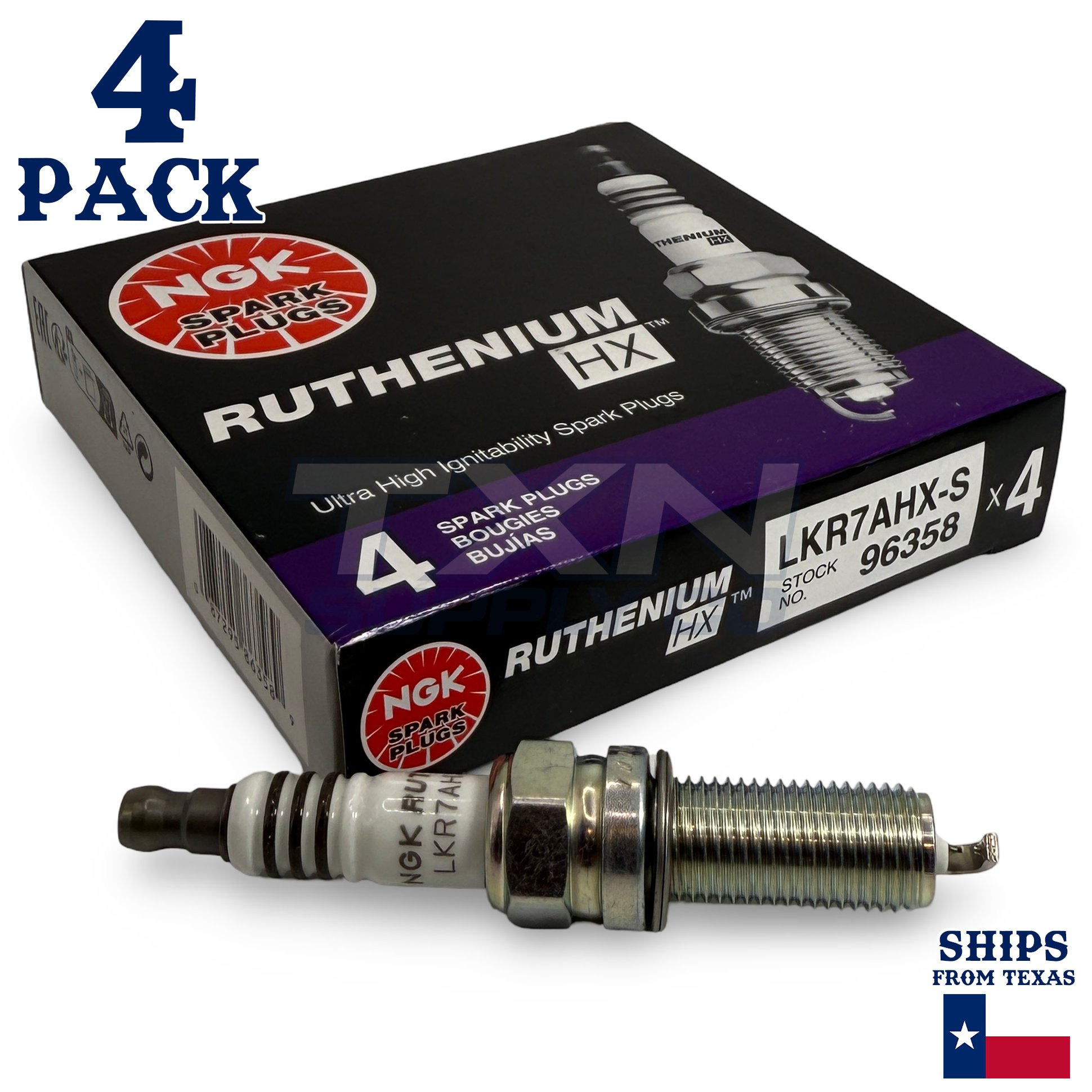 4 Pack NGK Ruthenium HX 96358 Spark Plugs LKR7AHX-S - Image 1