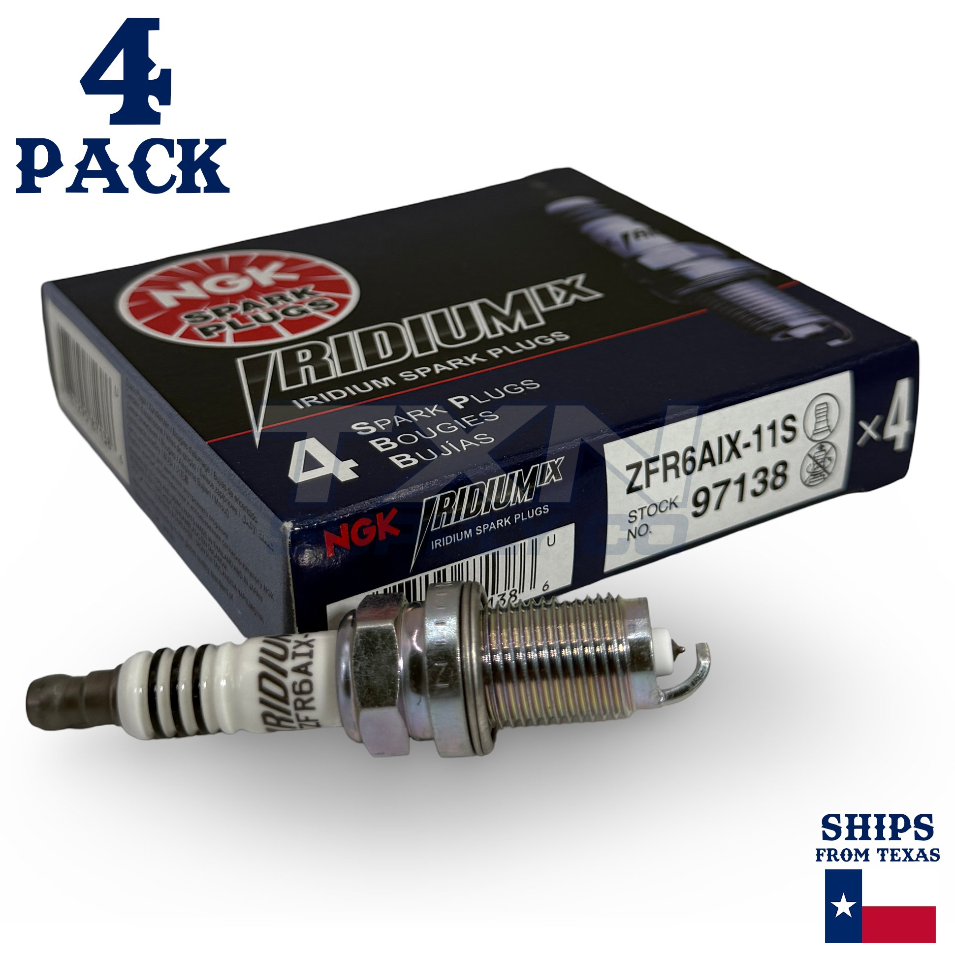 4 Pack NGK Iridium IX 97138 Spark Plugs ZFR6AIX-11S - Image 1