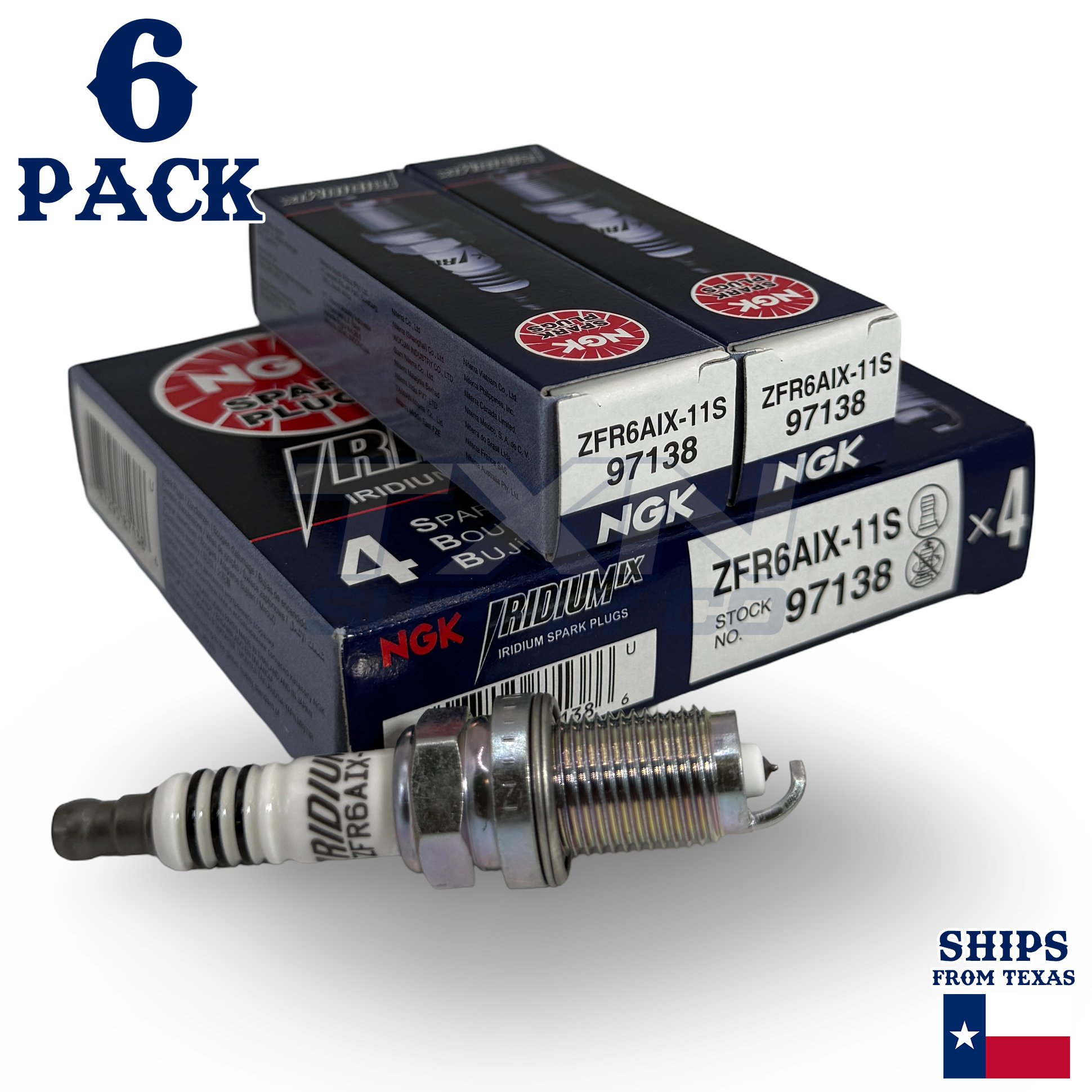 6 Pack NGK Iridium IX 97138 Spark Plugs ZFR6AIX-11S