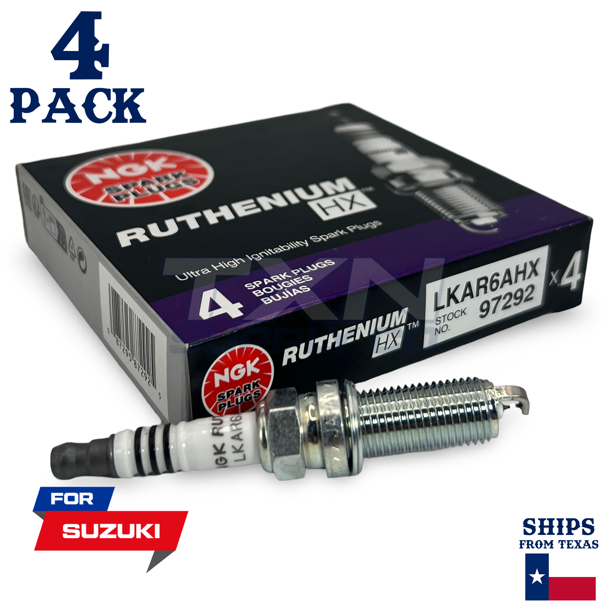 4 Pack NGK Ruthenium HX Spark Plugs 2009-2012 for Suzuki Equator L4 2.5L - Image 1