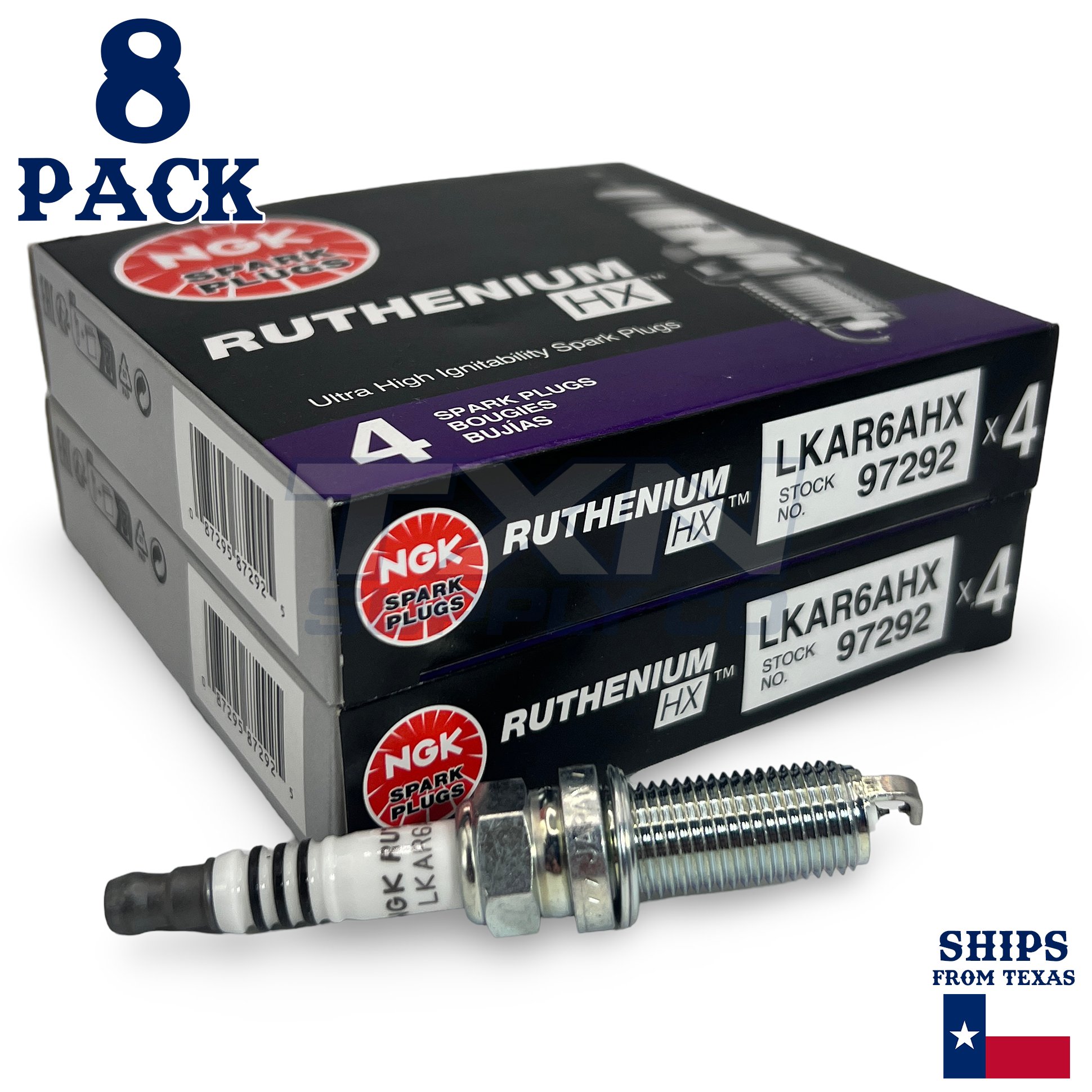 8 Pack NGK Ruthenium HX 97292 Spark Plugs LKAR6AHX - Image 1